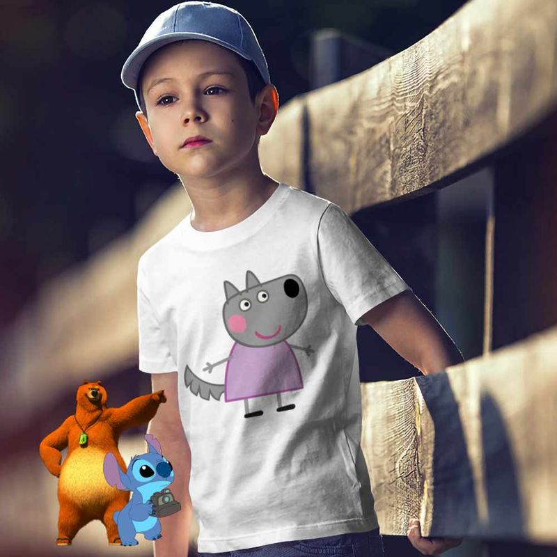 Fashion, accesorii si bijuterii - Copii - Imbracaminte copii - Tricouri copii - Tricou Copii Baieti Lupoaica Wendy Purcelusa Peppa Pig CoolTrend, alb, marime XL Copii - Infinity.ro