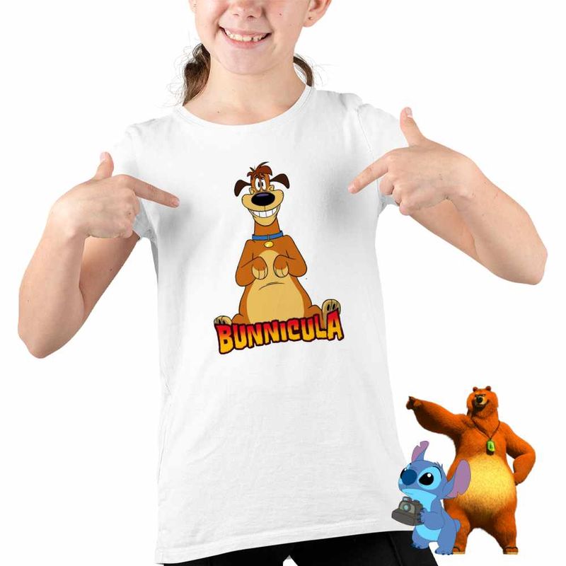 Fashion, accesorii si bijuterii - Copii - Imbracaminte copii - Tricouri copii - Tricou Copii Fete Harold Draculas Vampirul Iepuras CoolTrend, alb, marime M Copii - Infinity.ro