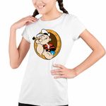 Fashion, accesorii si bijuterii - Copii - Imbracaminte copii - Tricouri copii - Tricou Copii Fete Popeye Marinarul Geam Vapor Comandant, alb, marime L Copii - Infinity.ro