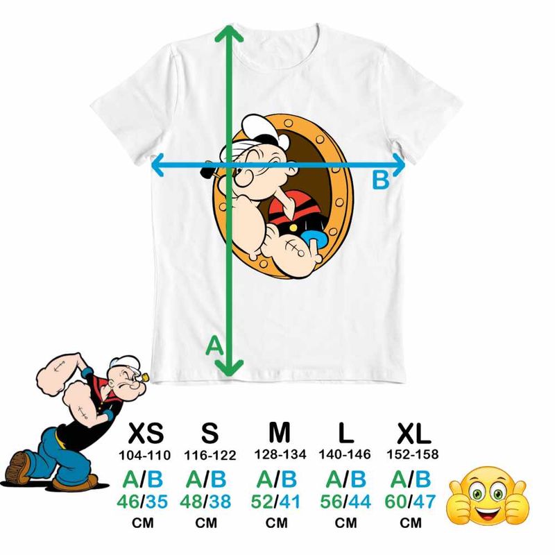 Fashion, accesorii si bijuterii - Copii - Imbracaminte copii - Tricouri copii - Tricou Copii Fete Popeye Marinarul Geam Vapor Comandant, alb, marime L Copii - Infinity.ro
