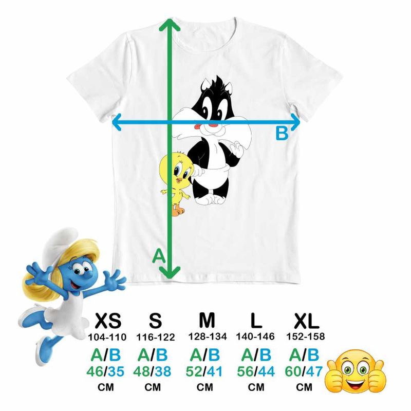 Fashion, accesorii si bijuterii - Copii - Imbracaminte copii - Tricouri copii - Tricou Copii Baieti Tweety Sylvester Scutec CoolTrend, alb, marime M Copii - Infinity.ro