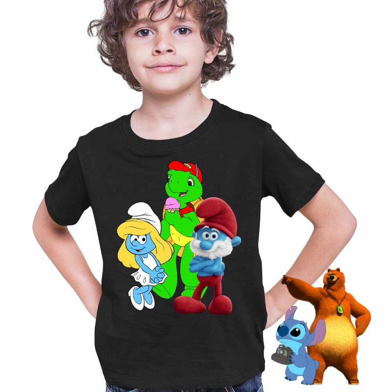 Fashion, accesorii si bijuterii - Copii - Imbracaminte copii - Tricouri copii - Tricou Copii Baieti Franklin Strumfii Papa Strumf Strumfita CoolTrend, negru, marime M Copii - Infinity.ro