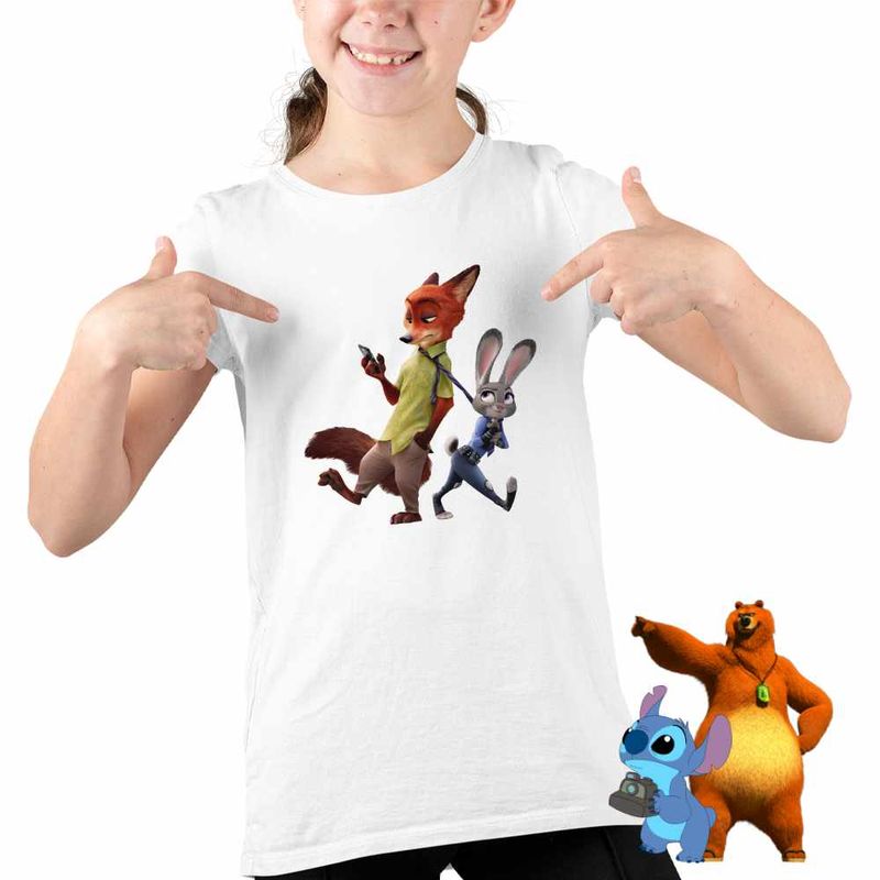 Fashion, accesorii si bijuterii - Copii - Imbracaminte copii - Tricouri copii - Tricou Copii Fete Zootopia Judy Nick CoolTrend, alb, marime XL Copii - Infinity.ro