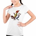 Fashion, accesorii si bijuterii - Copii - Imbracaminte copii - Tricouri copii - Tricou Copii Fete Zootopia Judy Nick CoolTrend, alb, marime XL Copii - Infinity.ro