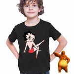 Fashion, accesorii si bijuterii - Copii - Imbracaminte copii - Tricouri copii - Tricou Copii Baieti Betty Boop Desene Animate Cartoon, negru, marime XS Copii - Infinity.ro