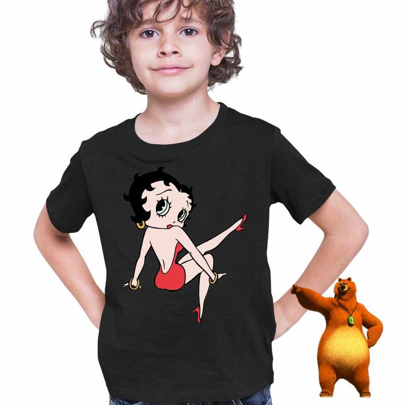 Fashion, accesorii si bijuterii - Copii - Imbracaminte copii - Tricouri copii - Tricou Copii Baieti Betty Boop Desene Animate Cartoon, negru, marime XS Copii - Infinity.ro