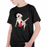 Fashion, accesorii si bijuterii - Copii - Imbracaminte copii - Tricouri copii - Tricou Copii Baieti Betty Boop Desene Animate Cartoon, negru, marime XS Copii - Infinity.ro