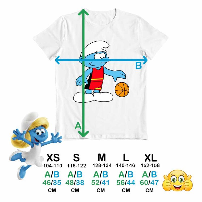 Fashion, accesorii si bijuterii - Copii - Imbracaminte copii - Tricouri copii - Tricou Copii Fete Strumfii Baschet Strumpii CoolTrend, alb, marime XL Copii - Infinity.ro