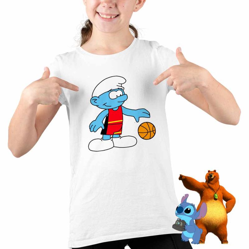 Fashion, accesorii si bijuterii - Copii - Imbracaminte copii - Tricouri copii - Tricou Copii Fete Strumfii Baschet Strumpii CoolTrend, alb, marime XL Copii - Infinity.ro