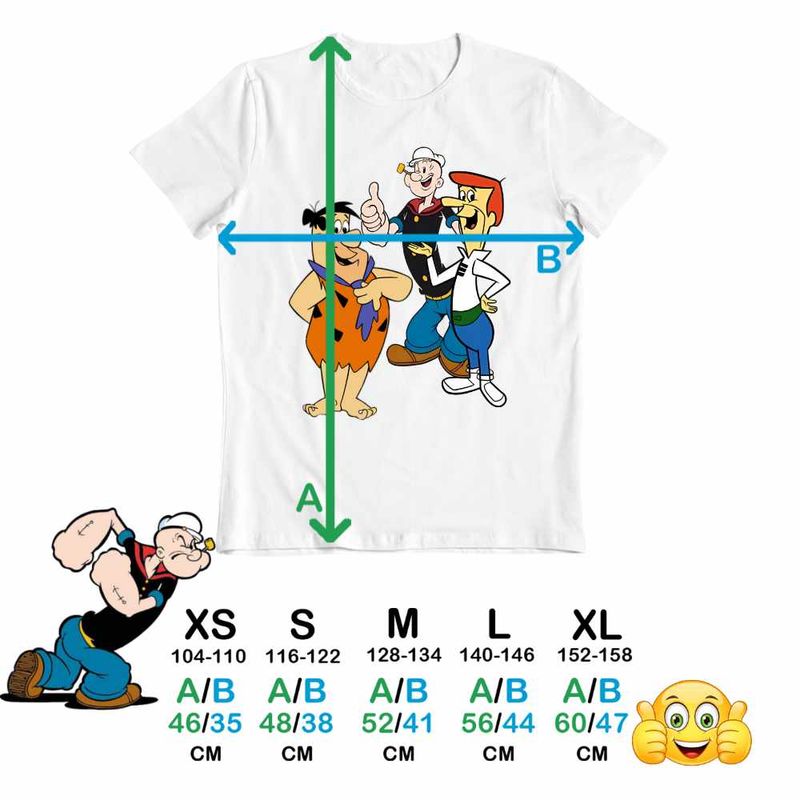 Fashion, accesorii si bijuterii - Copii - Imbracaminte copii - Tricouri copii - Tricou Copii Baieti Popeye Marinarul Flintston Jetson Desene Vechi, alb, marime S Copii - Infinity.ro