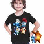 Fashion, accesorii si bijuterii - Copii - Imbracaminte copii - Tricouri copii - Tricou Copii Baieti Strumfii Bluey Bingo Papa Strumf Bucatarul CoolTrend, negru, marime S Copii - Infinity.ro