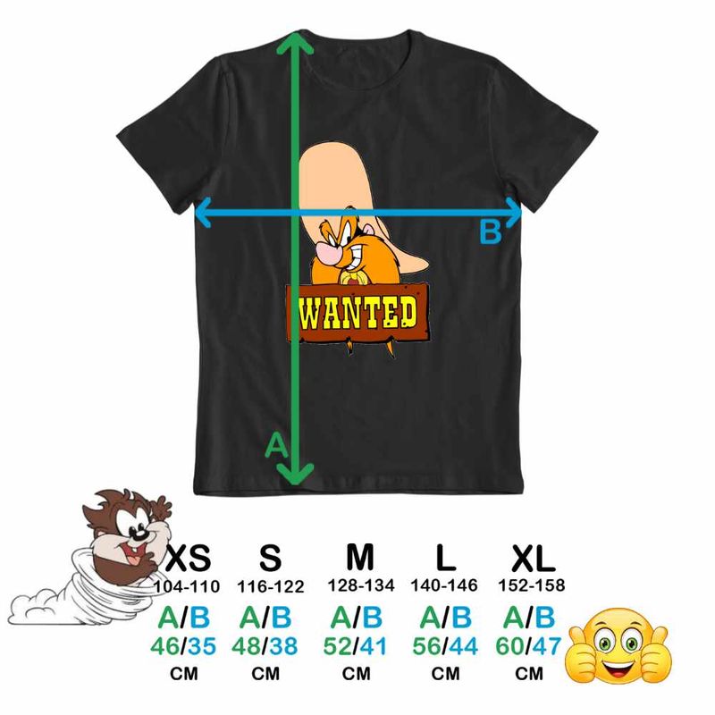 Fashion, accesorii si bijuterii - Copii - Imbracaminte copii - Tricouri copii - Tricou Copii Baieti Yosemite Sam Wanted, negru, marime XL Copii - Infinity.ro