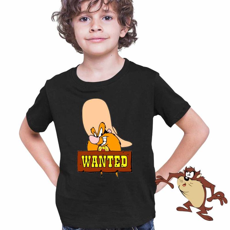 Fashion, accesorii si bijuterii - Copii - Imbracaminte copii - Tricouri copii - Tricou Copii Baieti Yosemite Sam Wanted, negru, marime XL Copii - Infinity.ro