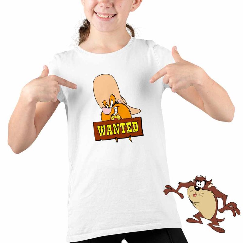 Fashion, accesorii si bijuterii - Copii - Imbracaminte copii - Tricouri copii - Tricou Copii Fete Yosemite Sam Wanted, alb, marime L Copii - Infinity.ro