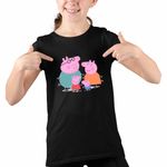 Fashion, accesorii si bijuterii - Copii - Imbracaminte copii - Tricouri copii - Tricou Copii Fete Purcelusa Peppa Pig Familia CoolTrend, negru, marime L Copii - Infinity.ro