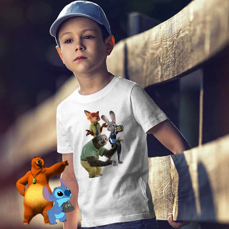 Fashion, accesorii si bijuterii - Copii - Imbracaminte copii - Tricouri copii - Tricou Copii Baieti Zootopia Judy Nick Flash CoolTrend, alb, marime XL Copii - Infinity.ro