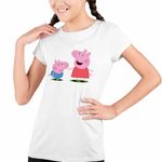 Fashion, accesorii si bijuterii - Copii - Imbracaminte copii - Tricouri copii - Tricou Copii Fete Purcelusa Peppa si George Pepa CoolTrend, alb, marime L Copii - Infinity.ro