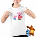 Fashion, accesorii si bijuterii - Copii - Imbracaminte copii - Tricouri copii - Tricou Copii Fete Purcelusa Peppa si George Pepa CoolTrend, alb, marime L Copii - Infinity.ro