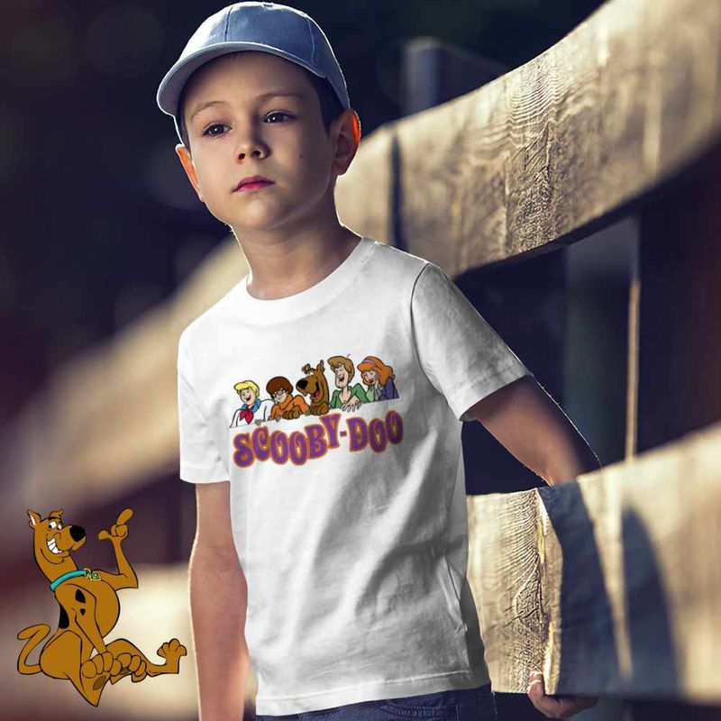 Fashion, accesorii si bijuterii - Copii - Imbracaminte copii - Tricouri copii - Tricou Copii Baieti Scooby Doo Friends Logo Mistere Fantome, alb, marime XS Copii - Infinity.ro