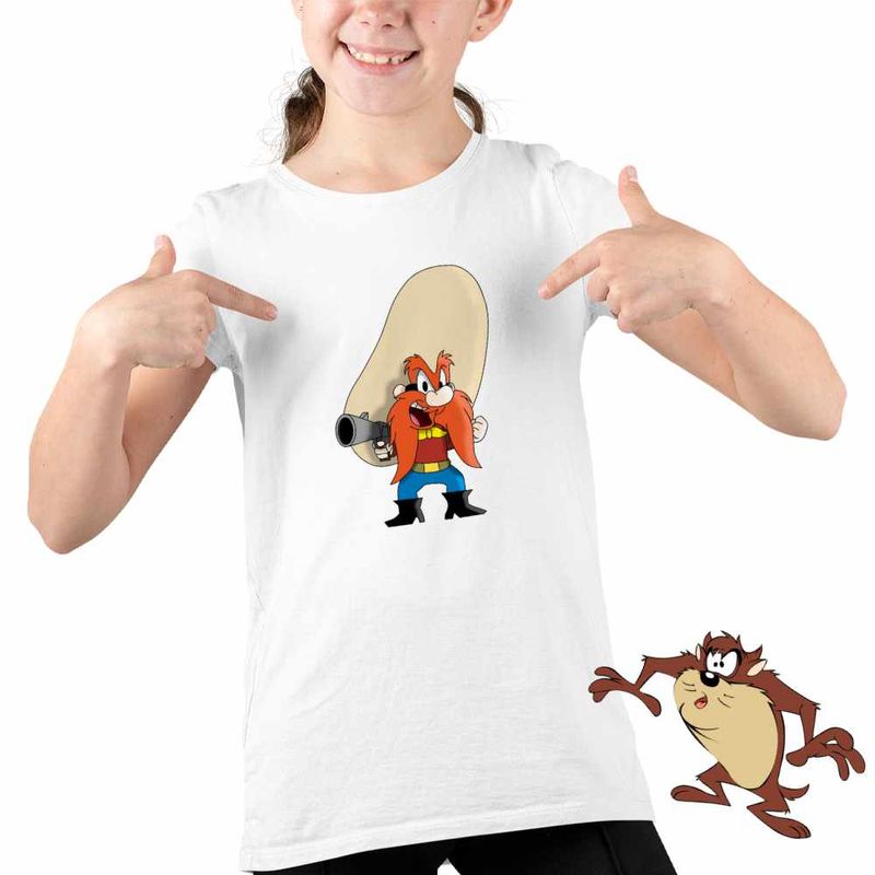 Fashion, accesorii si bijuterii - Copii - Imbracaminte copii - Tricouri copii - Tricou Copii Fete Yosemite Sam Vestul Salbatic, alb, marime XL Copii - Infinity.ro