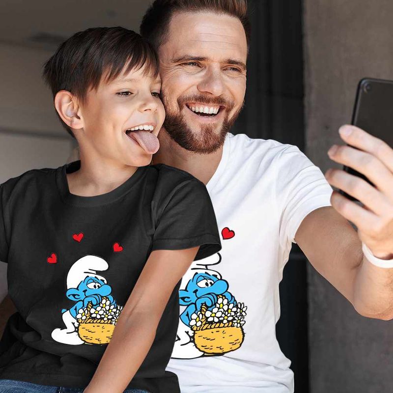 Fashion, accesorii si bijuterii - Copii - Imbracaminte copii - Tricouri copii - Tricou Copii Baieti Strumfii Indragostit Dragobete Valentine Day CoolTrend, alb, marime S Copii - Infinity.ro