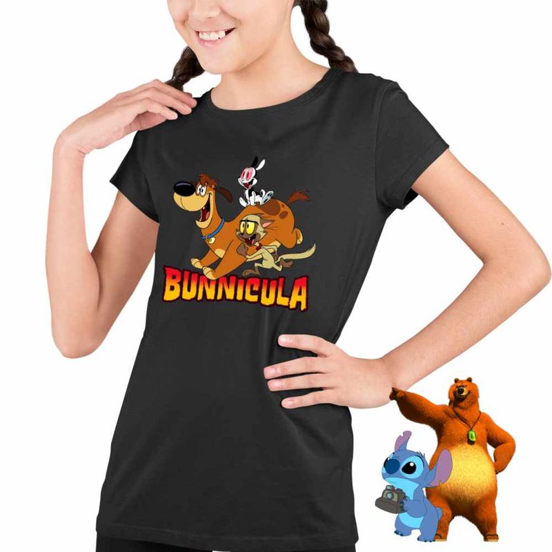 Fashion, accesorii si bijuterii - Copii - Imbracaminte copii - Tricouri copii - Tricou Copii Fete Bunnicula Draculas Vampirul Iepuras CoolTrend, negru, marime XS Copii - Infinity.ro