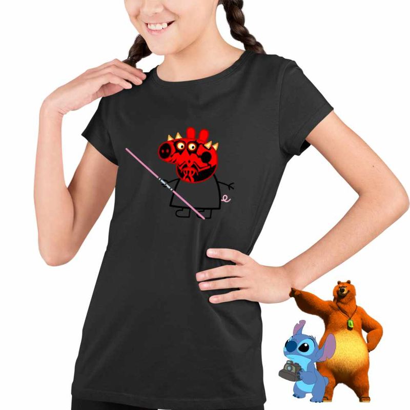 Fashion, accesorii si bijuterii - Copii - Imbracaminte copii - Tricouri copii - Tricou Copii Fete Peppa Star Wars Darth Maul CoolTrend, negru, marime XS Copii - Infinity.ro