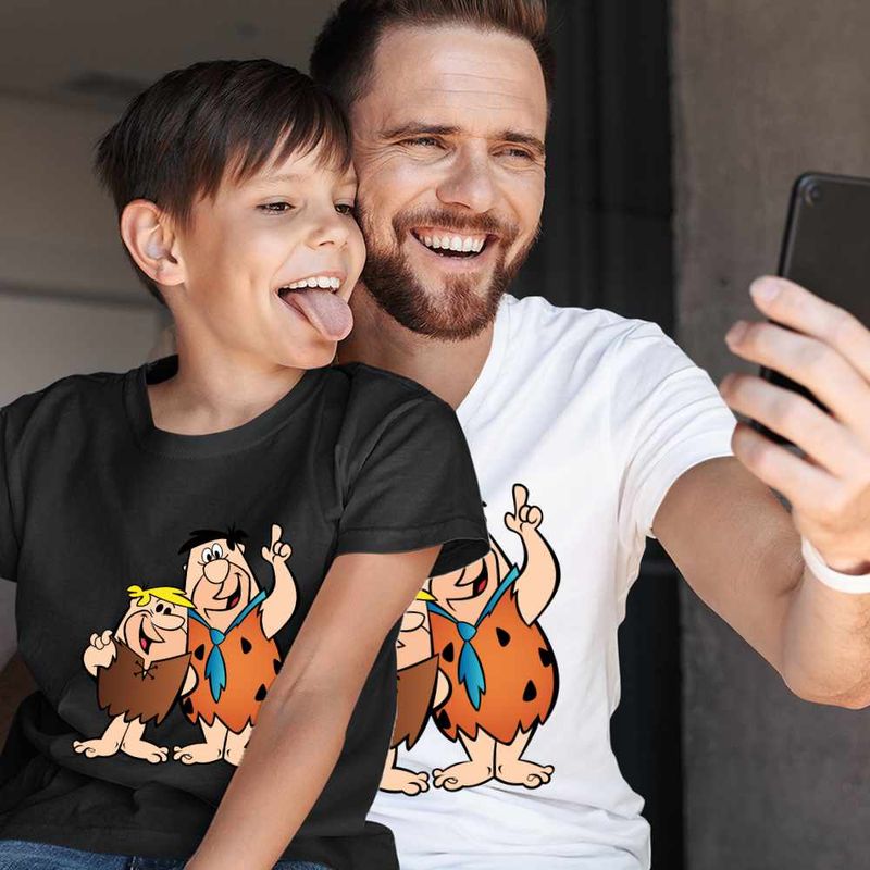 Fashion, accesorii si bijuterii - Copii - Imbracaminte copii - Tricouri copii - Tricou Copii Baieti Familia Flintstone Fred Barney Epoca de Piatra, alb, marime S Copii - Infinity.ro