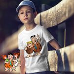 Fashion, accesorii si bijuterii - Copii - Imbracaminte copii - Tricouri copii - Tricou Copii Baieti Familia Flintstone Fred Barney Epoca de Piatra, alb, marime S Copii - Infinity.ro