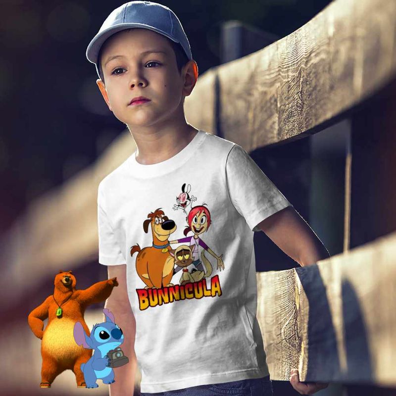 Fashion, accesorii si bijuterii - Copii - Imbracaminte copii - Tricouri copii - Tricou Copii Baieti Bunnicula Draculas Vampirul Iepuras All Gang CoolTrend, alb, marime M Copii - Infinity.ro