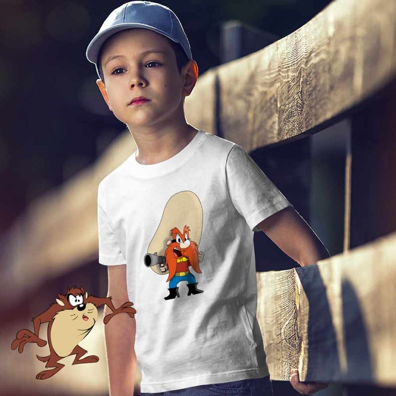 Fashion, accesorii si bijuterii - Copii - Imbracaminte copii - Tricouri copii - Tricou Copii Baieti Yosemite Sam Vestul Salbatic, alb, marime S Copii - Infinity.ro