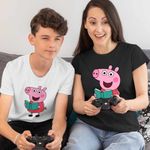 Fashion, accesorii si bijuterii - Copii - Imbracaminte copii - Tricouri copii - Tricou Copii Baieti Purcelusa Peppa Pig Citeste Carte CoolTrend, negru, marime XS Copii - Infinity.ro
