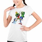 Fashion, accesorii si bijuterii - Copii - Imbracaminte copii - Tricouri copii - Tricou Copii Fete Marvin Blue Sonic Creeper Looney Desene, alb, marime M Copii - Infinity.ro