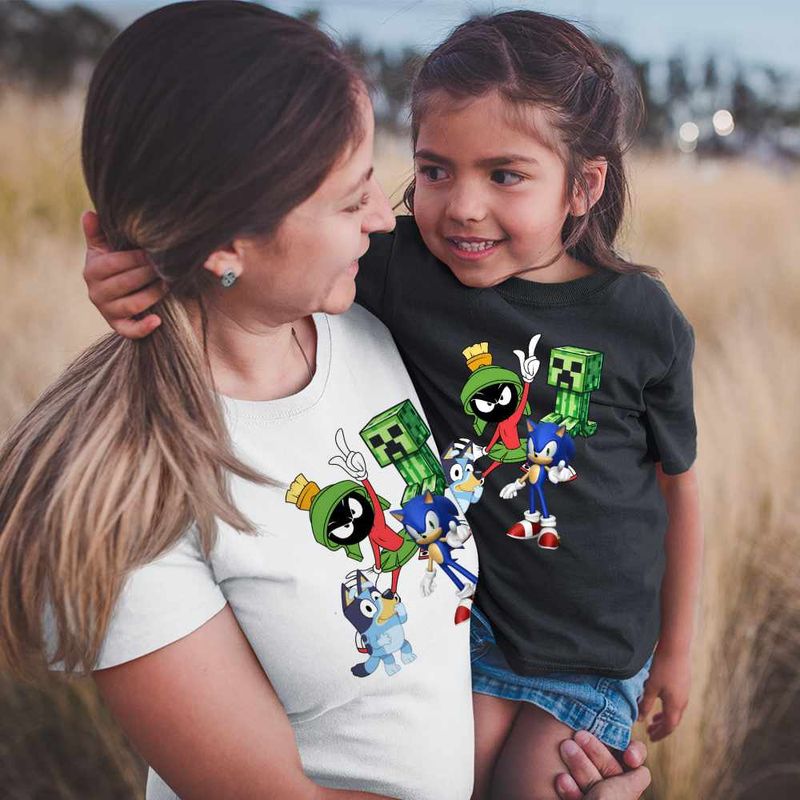 Fashion, accesorii si bijuterii - Copii - Imbracaminte copii - Tricouri copii - Tricou Copii Fete Marvin Blue Sonic Creeper Looney Desene, alb, marime M Copii - Infinity.ro