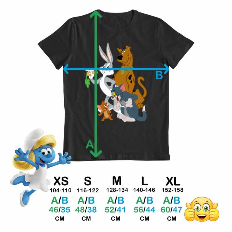 Fashion, accesorii si bijuterii - Copii - Imbracaminte copii - Tricouri copii - Tricou Copii Fete Tom Jeryy Scooby Doo Bugs Bunny CoolTrend, negru, marime XS Copii - Infinity.ro