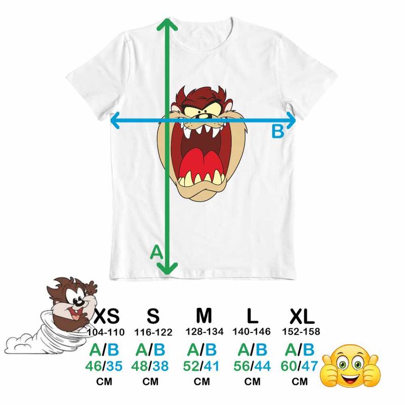Fashion, accesorii si bijuterii - Copii - Imbracaminte copii - Tricouri copii - Tricou Copii Baieti Diavol Tasmanian Cartoon, alb, marime XL Copii - Infinity.ro