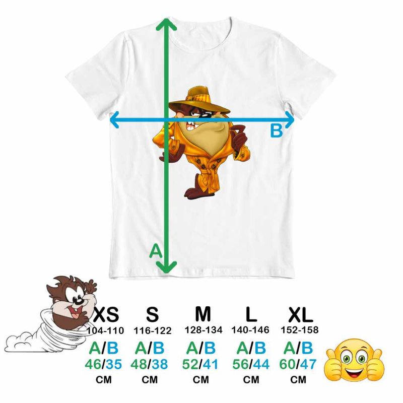 Fashion, accesorii si bijuterii - Copii - Imbracaminte copii - Tricouri copii - Tricou Copii Fete Taz Mafiot Diavol Tasmanian, alb, marime XL Copii - Infinity.ro