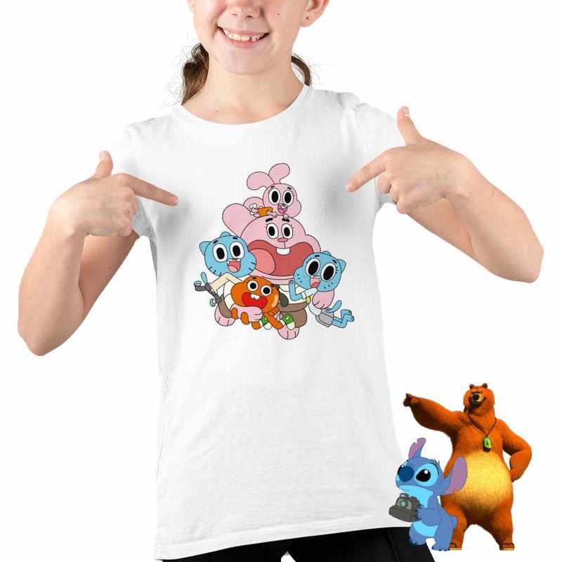 Fashion, accesorii si bijuterii - Copii - Imbracaminte copii - Tricouri copii - Tricou Copii Fete Gumball Toata Familia Gumbal CoolTrend, alb, marime M Copii - Infinity.ro