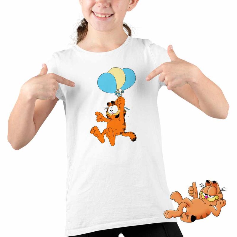 Fashion, accesorii si bijuterii - Copii - Imbracaminte copii - Tricouri copii - Tricou Copii Fete Garfield Baloane Desene Dublate, alb, marime XS Copii - Infinity.ro