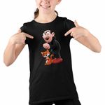 Fashion, accesorii si bijuterii - Copii - Imbracaminte copii - Tricouri copii - Tricou Copii Fete Strumfii Gargamel Azrael Vrajitor CoolTrend, negru, marime L Copii - Infinity.ro