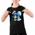 Fashion, accesorii si bijuterii - Copii - Imbracaminte copii - Tricouri copii - Tricou Copii Fete Rusinosul Floricica Blossom Strumfii CoolTrend, negru, marime XS Copii - Infinity.ro