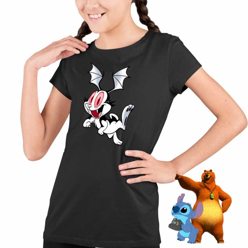 Fashion, accesorii si bijuterii - Copii - Imbracaminte copii - Tricouri copii - Tricou Copii Fete Draculas Vampirul Iepuras Liliac CoolTrend, negru, marime S Copii - Infinity.ro