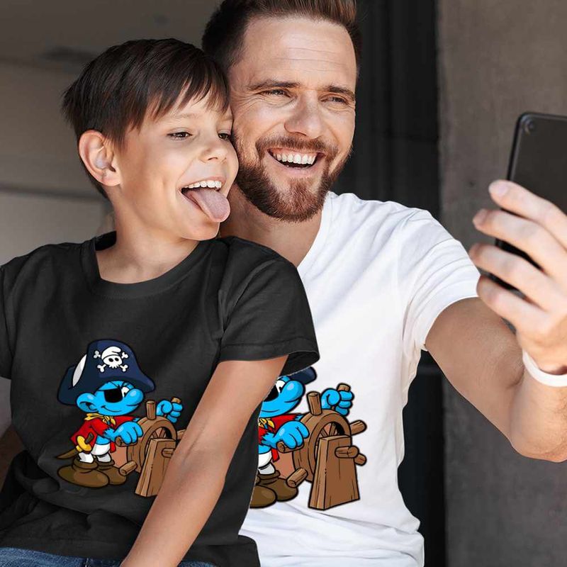 Fashion, accesorii si bijuterii - Copii - Imbracaminte copii - Tricouri copii - Tricou Copii Baieti Strumfii Piratul CoolTrend, alb, marime XL Copii - Infinity.ro