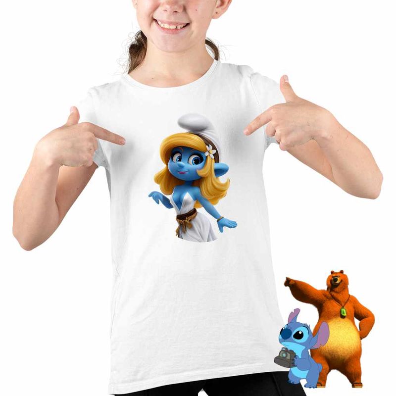 Fashion, accesorii si bijuterii - Copii - Imbracaminte copii - Tricouri copii - Tricou Copii Fete Strumfii Strumfita Zana Elf CoolTrend, alb, marime L Copii - Infinity.ro