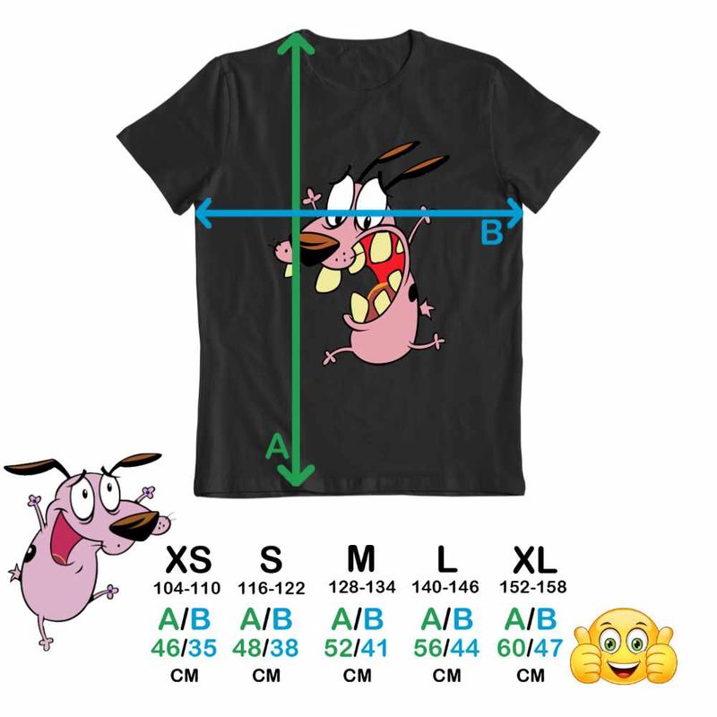 Fashion, accesorii si bijuterii - Copii - Imbracaminte copii - Tricouri copii - Tricou Copii Fete Courage the Cowardly Dog Beagle Catel Speriat, negru, marime XL Copii - Infinity.ro