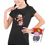 Fashion, accesorii si bijuterii - Copii - Imbracaminte copii - Tricouri copii - Tricou Copii Fete Courage the Cowardly Dog Beagle Catel Speriat, negru, marime XL Copii - Infinity.ro