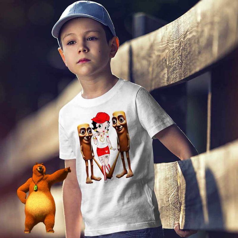 Fashion, accesorii si bijuterii - Copii - Imbracaminte copii - Tricouri copii - Tricou Copii Baieti Betty Boop Tung Sahur Italian Brainrot, alb, marime XL Copii - Infinity.ro