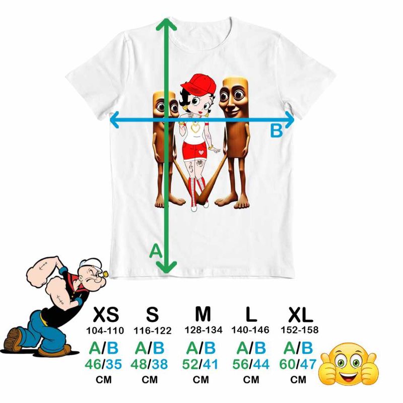 Fashion, accesorii si bijuterii - Copii - Imbracaminte copii - Tricouri copii - Tricou Copii Baieti Betty Boop Tung Sahur Italian Brainrot, alb, marime XL Copii - Infinity.ro