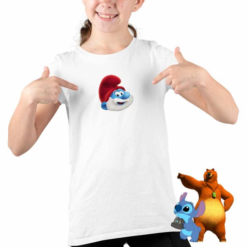 Fashion, accesorii si bijuterii - Copii - Imbracaminte copii - Tricouri copii - Tricou Copii Fete Papa Strumf Smurf CoolTrend, alb, marime XL Copii - Infinity.ro