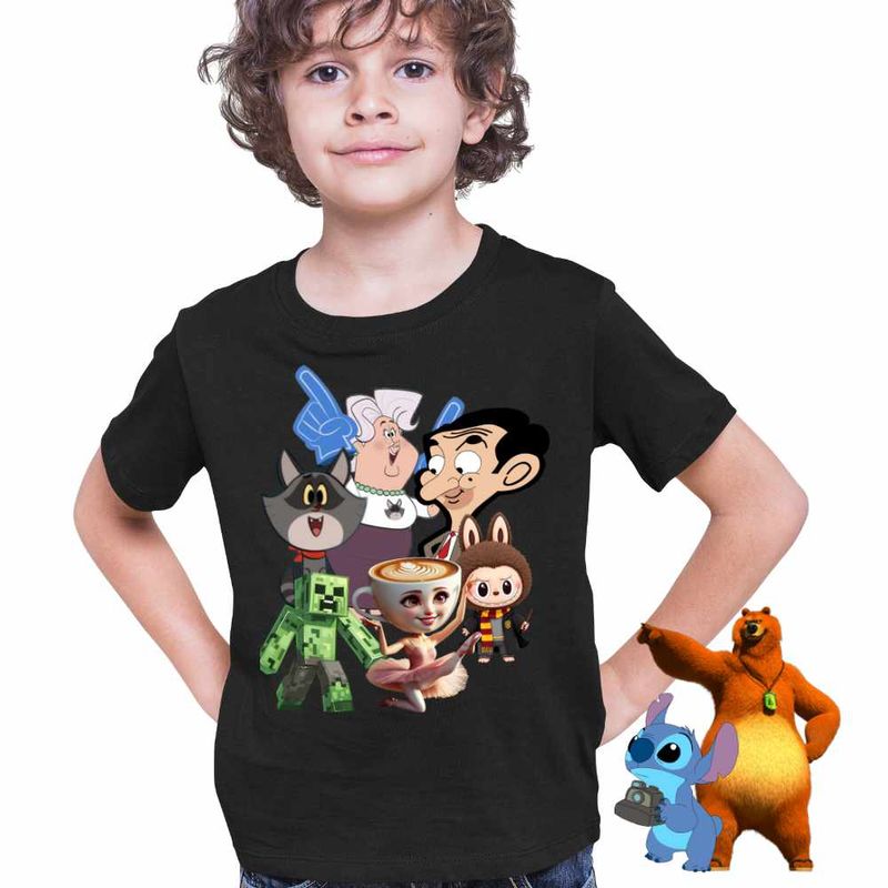 Fashion, accesorii si bijuterii - Copii - Imbracaminte copii - Tricouri copii - Tricou Copii Baieti Taffy Mr Bean Creeper Balerina Labubu Harry Potter CoolTrend, negru, marime XS Copii - Infinity.ro